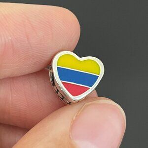 Pandora Colombia American Flag Exclusive Heart Charm Bead Pendant